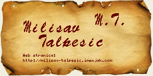 Milisav Talpešić vizit kartica